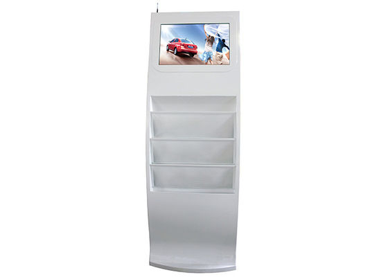Free Standing 21.5inch LCD Digital Signage Display 1.7M Height With Magazine Shelf