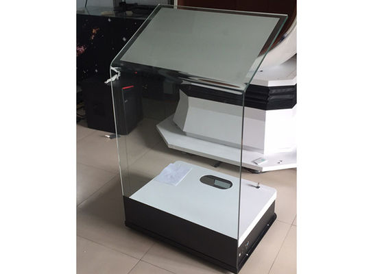 holographic projection screen kiosk holo-projector multimedia kiosk touch screen kiosk glass design