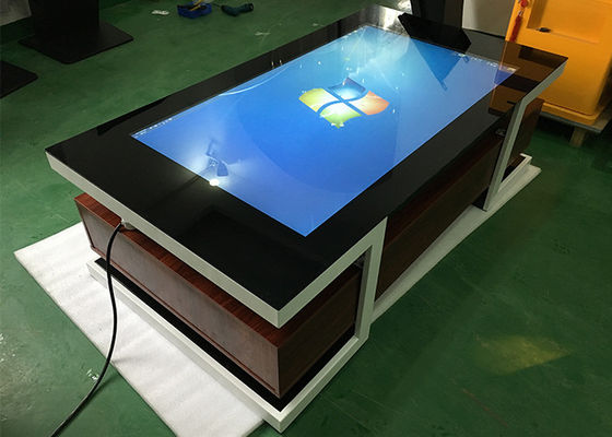 55 Inch I3 I5 I7 Capacitive Touch Screen Smart Table Wooden Frame