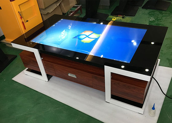 55 Inch I3 I5 I7 Capacitive Touch Screen Smart Table Wooden Frame