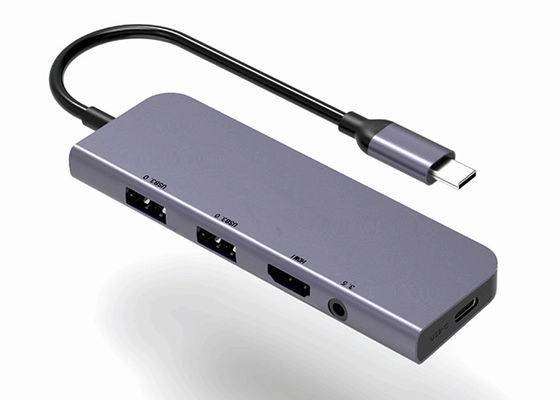 Alumium USB3.0x2 USB Type C Docking Station USB C To Dual HDMI Hub